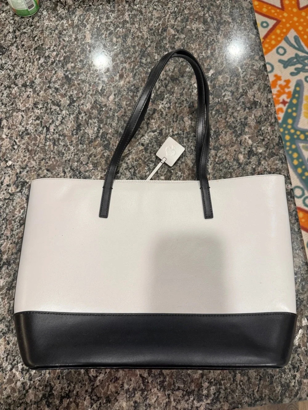 kate spade Two-Tone White and Black Leather Tote - Picture 3 of 4